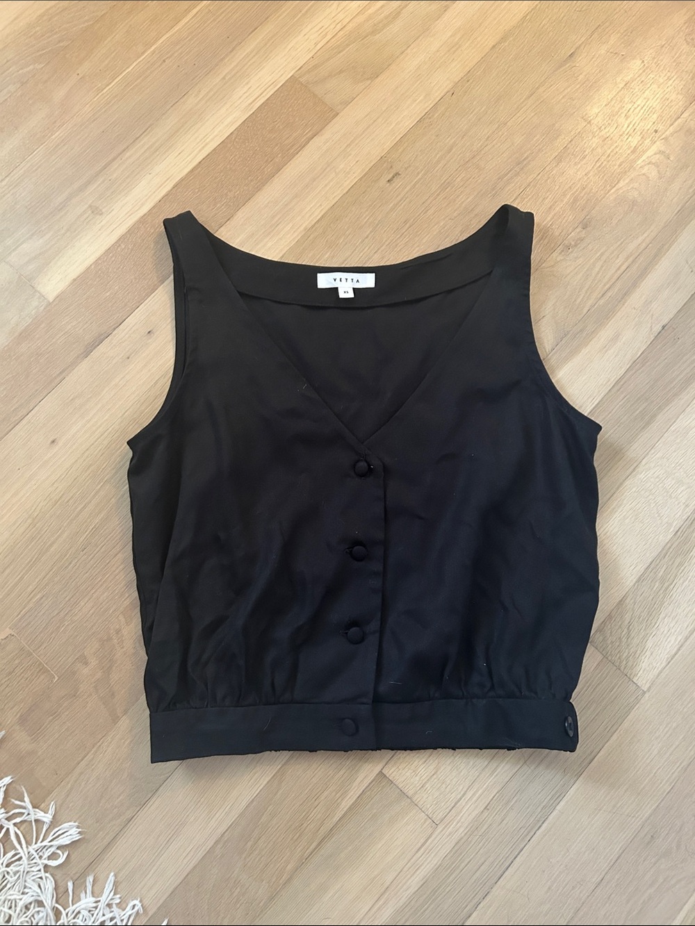 VETTA Black Cropped Sleeveless button Down Top Size XS